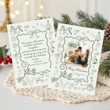 Sage Green Hand Drawn Christmas Family Photo