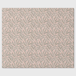Sage Green Hand-drawn Christmas Pine Tree Leaf Wrapping Paper