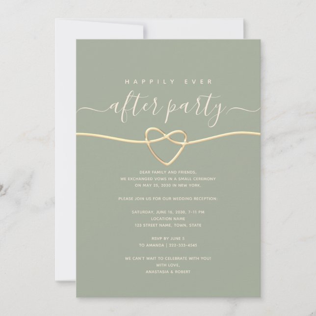 Sage Green Happily Ever After Invitation (Front)