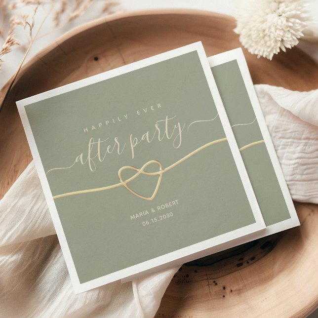 Sage Green Happily Ever After Party Wedding Napkin (Creator Uploaded)