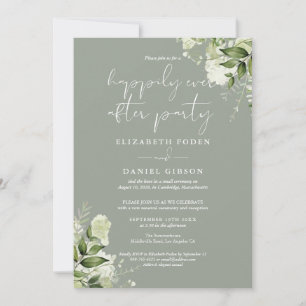 Sage Green Happily Ever After Party Wedding Vows Invitation
