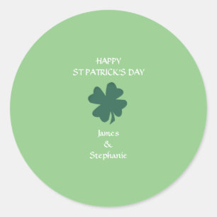 Sage Green Happy St Patrick's Day Shamrock Custom Classic Round Sticker