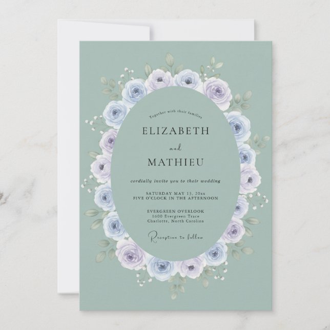 Sage Green Harmonious Spring Wedding Invitation (Front)