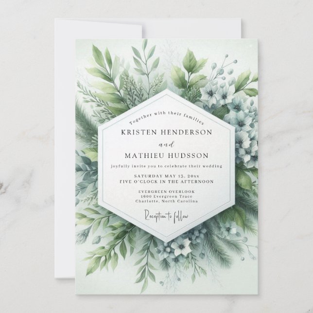 Sage Green Hazy Botanical Wedding Invitation (Front)