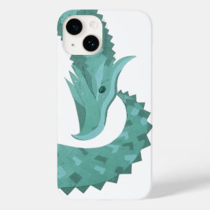 Sage green heart dragon on white Case-Mate iPhone 14 case