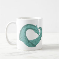 Sage green heart dragon on white