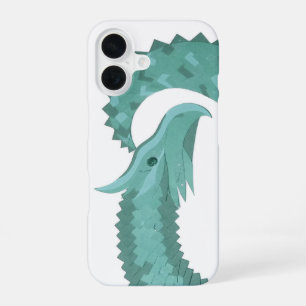 Sage green heart dragon on white iPhone 16 case