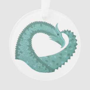 Sage green heart dragon on white ornament