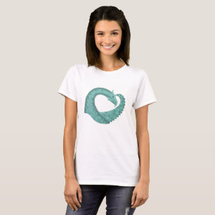 Sage green heart dragon on white T-Shirt