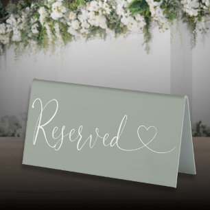 Sage Green Heart Script Reserved