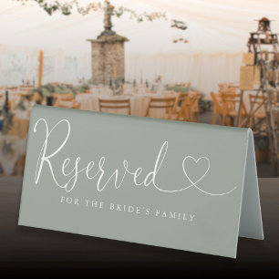 Sage Green Heart Script Wedding Reserved