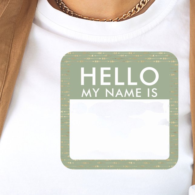 Sage Green Hello My Name Is Stickers (Creator Uploaded)