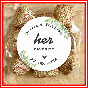 Sage Green Her Favourite His Favourite Favours Classic Round Sticker