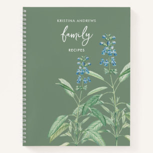 Sage Green Herbs Recipe Family Cookbook Notebook