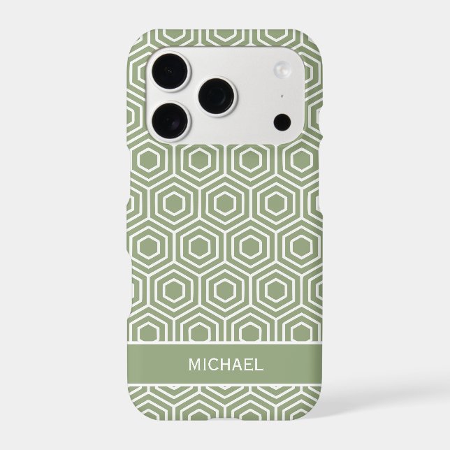 Sage Green Hexagon Honeycomb Geometric Pattern (Back)