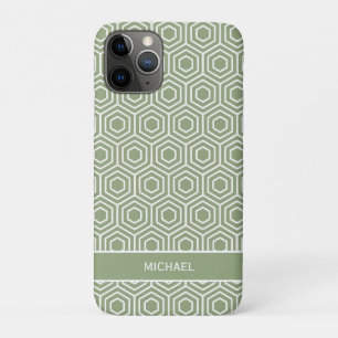 Sage Green Hexagon Honeycomb Geometric Pattern iPhone 11 Pro Case