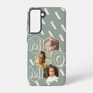 Sage green hexagon Mom Photo Collage Samsung Galaxy Case