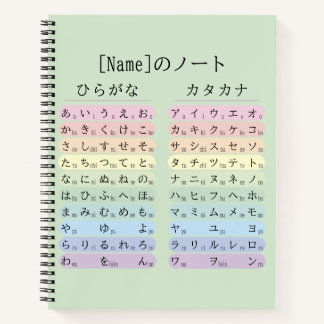 Sage Green Hiragana and Katakana Japanese 名前ノート Notebook