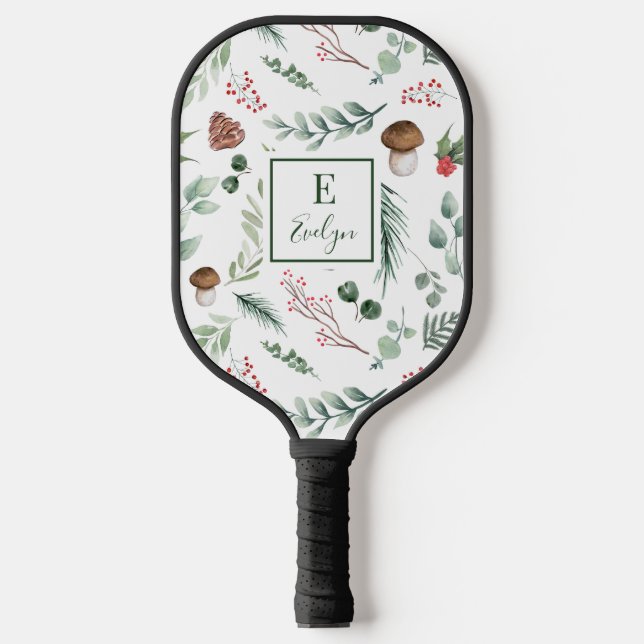 Sage Green Holiday Personalized Pickleball Paddle (Front)