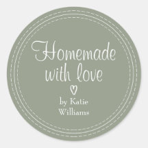 Sage Green Homemade With Love Personalised Name
