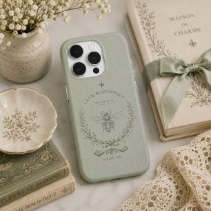 Sage Green Honey Bee Vintage French Country iPhone 15 Pro Case