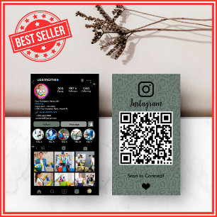 Sage Green Housekeeping Instagram QR Code Business Card