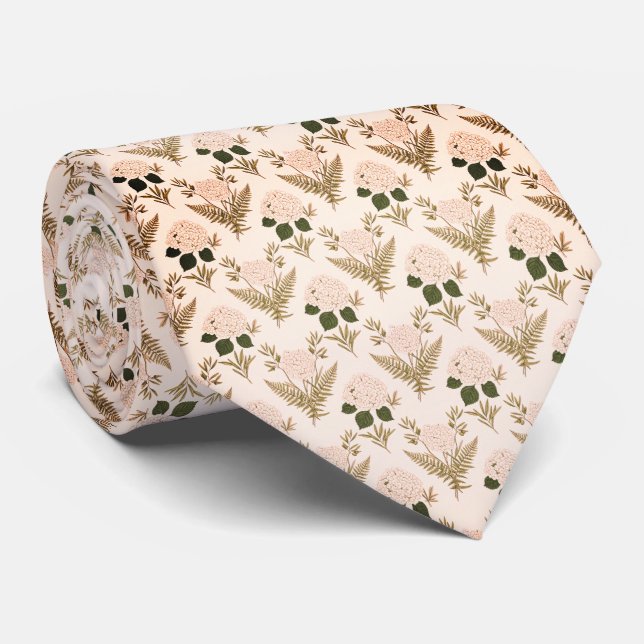 Sage Green Hydrangea & Fern Tie (Rolled)