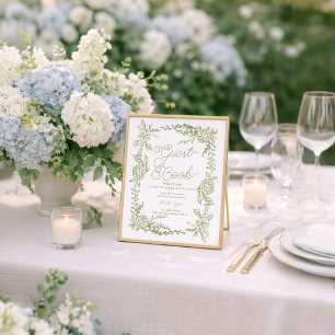 Sage Green Hydrangea Guest Book Sign