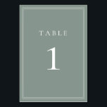Sage Green I Modern Minimalist Wedding Table Number<br><div class="desc">Sage Green modern, minimalist wedding table number. Fully customisable! **PLEASE NOTE: For ordering Table Numbers, each card number must be edited/customised separately and added to your cart. For example: if you just select Qty: 20 cards and Add to Cart, it will be of the same number unless you customise each...</div>