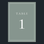 Sage Green I Modern Minimalist Wedding Table Number<br><div class="desc">Sage Green modern, minimalist wedding table number. Fully customisable! **PLEASE NOTE: For ordering Table Numbers, each card number must be edited/customised separately and added to your cart. For example: if you just select Qty: 20 cards and Add to Cart, it will be of the same number unless you customise each...</div>