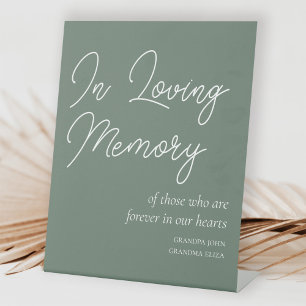 Sage Green In Loving Memory Wedding Memorial Pedestal Sign