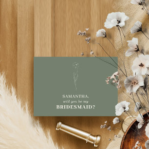 Sage green Indie bohem Will you be my bridesmaid Invitation