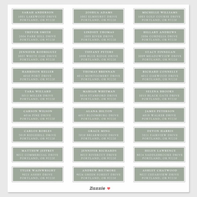 Sage Green | Individual Guest Address Labels (Sheet)