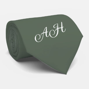 Sage Green Initial Groomsmen Monogram Monogrammed Tie