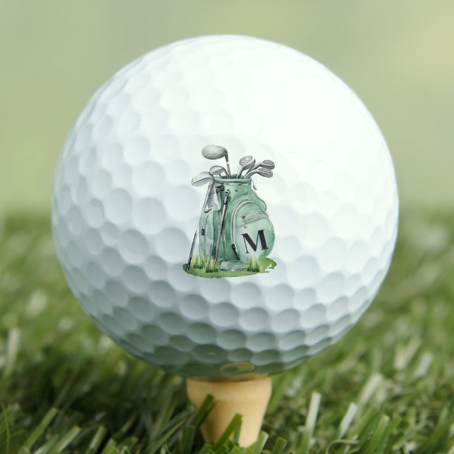 Sage Green Initial Monogram Golf Balls (Sage Green Initial Monogram Golf Balls)