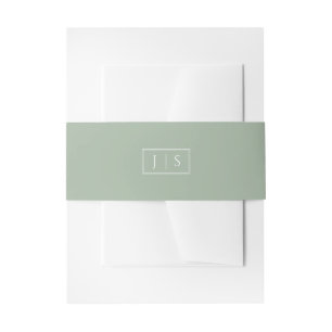 Sage Green Initials Wedding Belly Band Invitation Belly Band