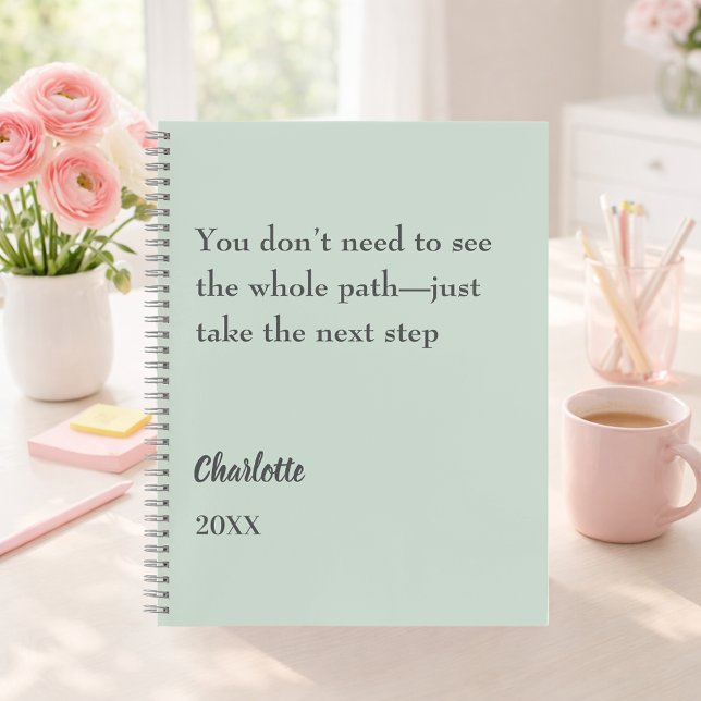 Sage green inspirational goal quote notebook (Creator Uploaded)