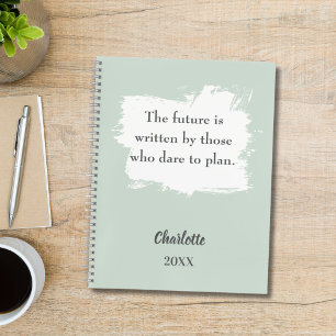 Sage green inspirational quote notebook