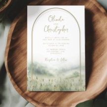 Sage green invitations wedding watercolor script