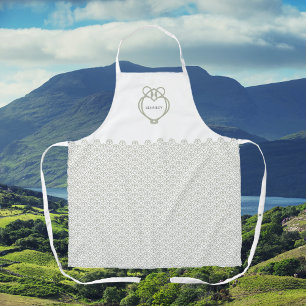 Sage Green Irish Celtic Swan Love Knot Family Name Apron