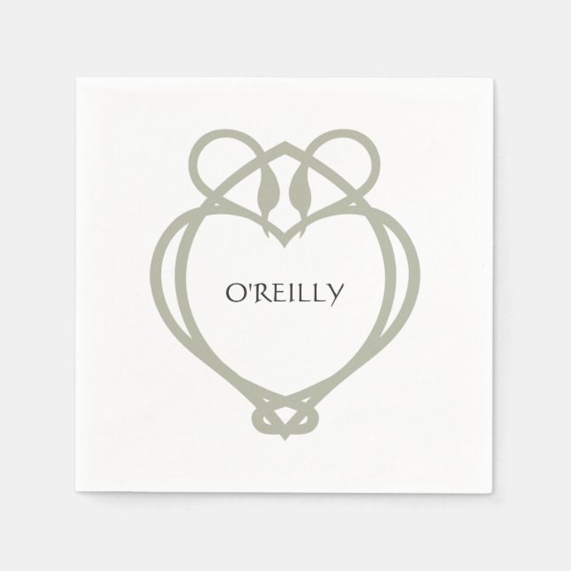 Sage Green Irish Celtic Swan Love Knot Family Name Napkin (Front)