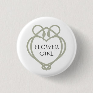 Sage Green Irish Celtic Swan Love knot Flower Girl 3 Cm Round Badge