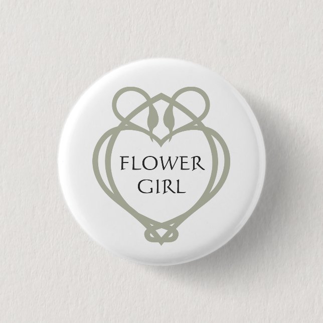 Sage Green Irish Celtic Swan Love knot Flower Girl 3 Cm Round Badge (Front)
