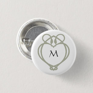 Sage Green Irish Celtic Swan Love Knot Monogram 3 Cm Round Badge