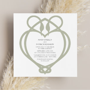 Sage Green Irish Celtic Swan Love Knot Wedding Invitation