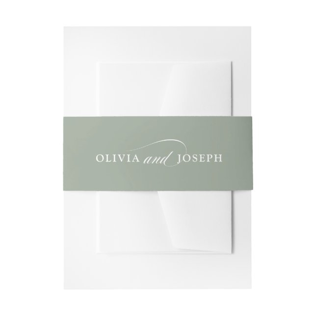 Sage Green Italian Elegance | Wedding Invitation Belly Band (Front Example)