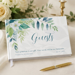 Sage Green Ivory Blue Eucalyptus Foliage Wedding Guest Book