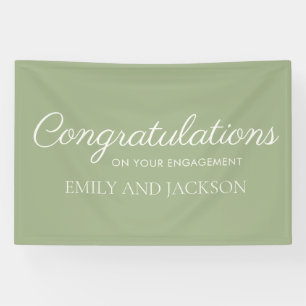 Sage Green Ivory Elegant Script Engagement Banner
