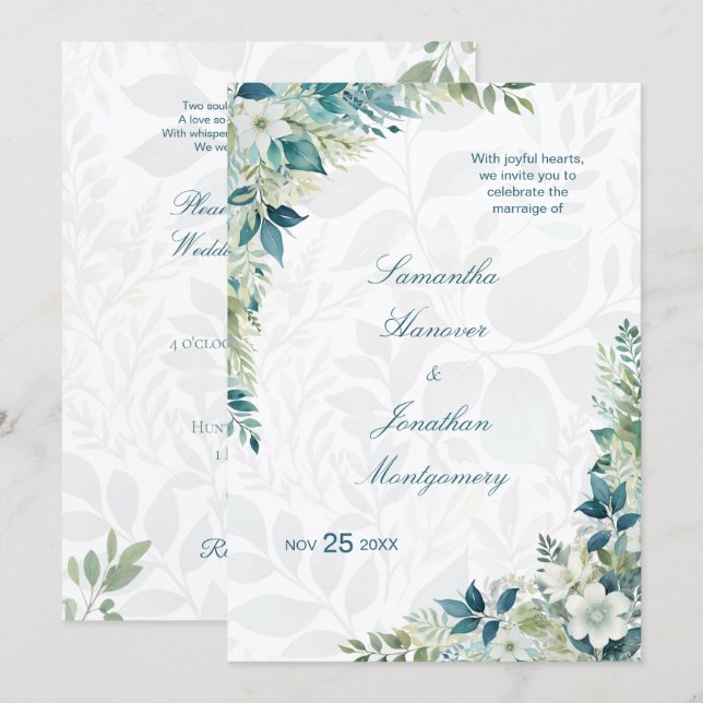 Sage Green Ivory Eucalyptus Wedding Invitation (Front/Back)