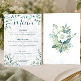 Sage Green Ivory Eucalyptus Wedding Menu Card